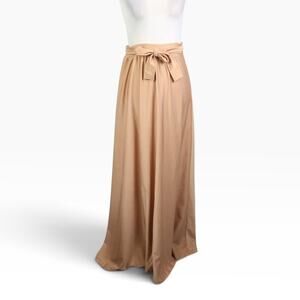 Vintage 70s Ship 'n Shore Camel Tan Long Maxi Skirt Bow Tie Belt 8